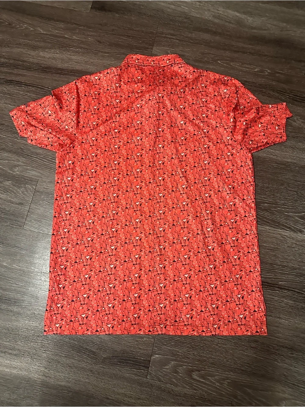 Randy Watkins Golf Group Men's L Orange Martini Graphic Print Stretch Polo